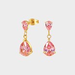 Oorbellen duo crystal roze