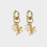 Oorbellen staal bloem beige