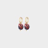 Oorbellen creool bloem bordeaux