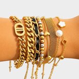 Armband staal hart goud