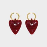 Oorbellen creool hart bordeaux