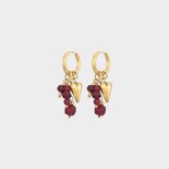 Oorbellen hart glas bordeaux