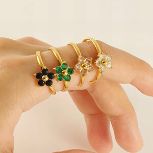 Ring staal bloem groen Ring staal bloem groen