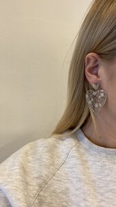 Oorbellen hart bloem zilver