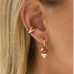 Oorbellen creool hart bordeaux