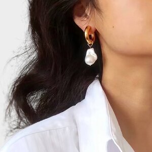 Oorbellen creool parel wit