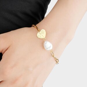 Armband staal hart parel