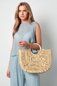 Tas schouder rattan fuchsia