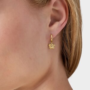 Oorbellen creool bloem zilver