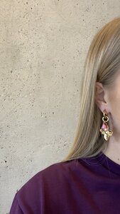 Oorbellen bloem kraal multi