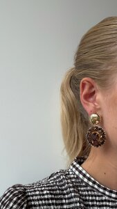 Oorbellen rond crystal taupe