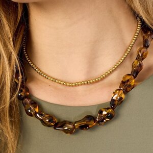 Ketting resin leopard bruin