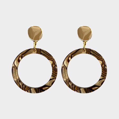 Oorbellen resin dot mocca