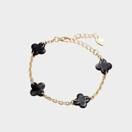 Armband klaver zwart