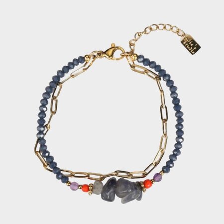 Armband set staal blauw