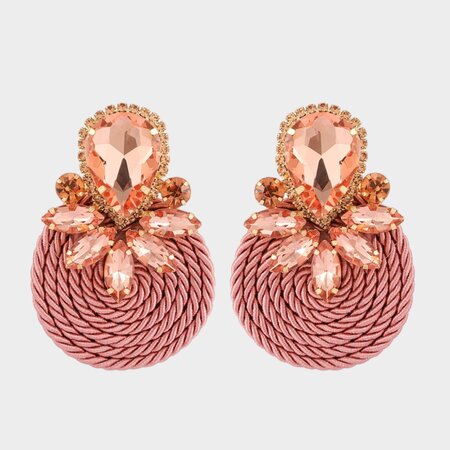 Oorbellen koord ornament roze