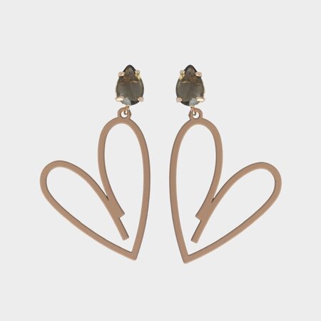 Oorbellen crystal hart zand