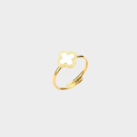 Ring klaver schelp goud