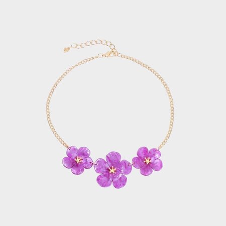 Ketting resin bloem paars