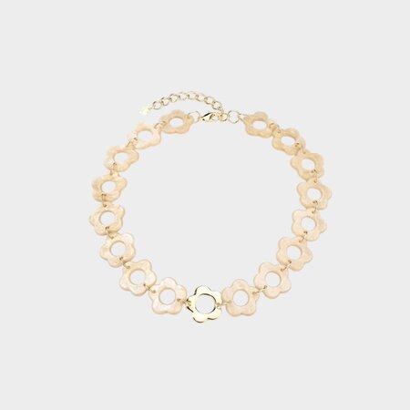 Ketting resin bloemen beige