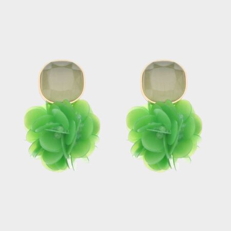 Oorbellen cat bloem groen