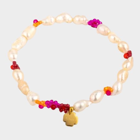 Armband parels bloem multi