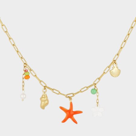 Ketting bedel zeester oranje