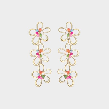 Oorbellen trio bloem multi