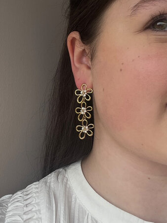 Oorbellen trio bloem multi