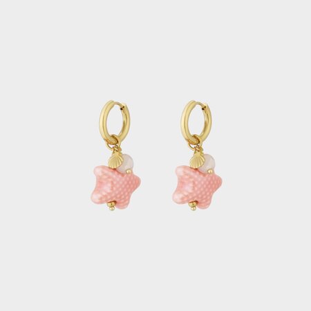 Oorbellen creool ster roze