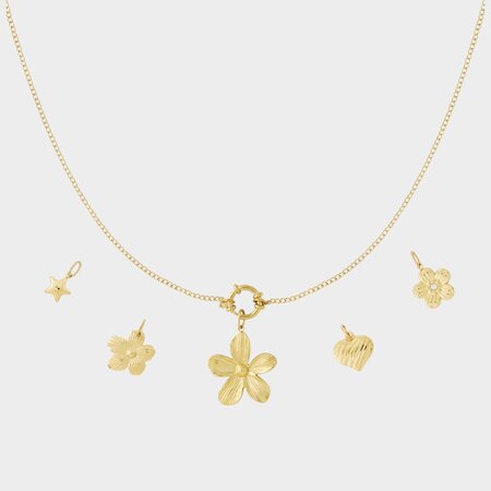 Ketting bedel bloem goud