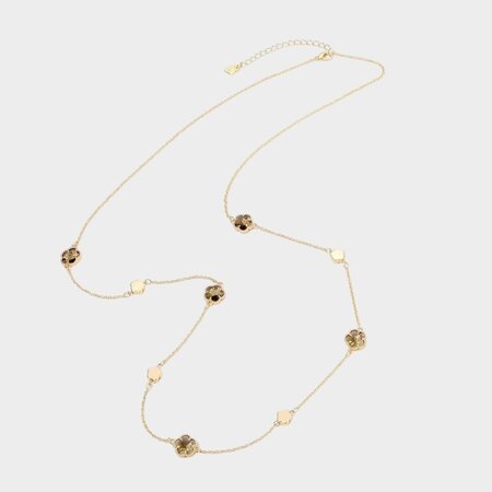 Ketting bloem lang taupe