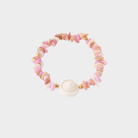 Armband staal schelp roze