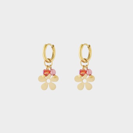 Oorbellen creool bloem rood