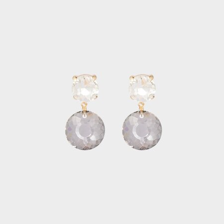 Oorbellen duo crystal lichtgrijs