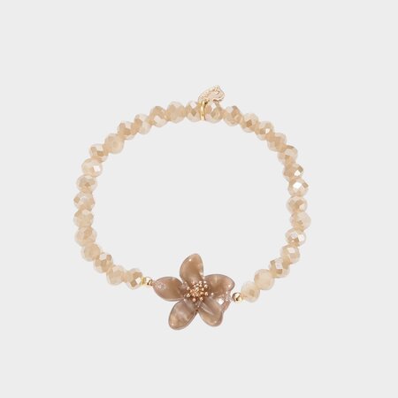 Armband kraal bloem nude