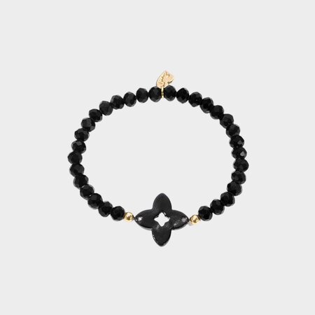 Armband kraal bloem zwart