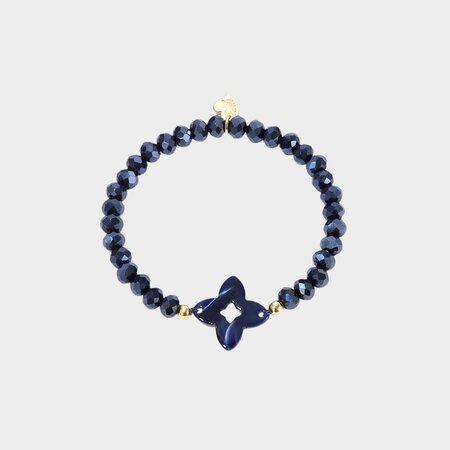 Armband kraal bloem blauw