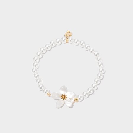 Armband kraal bloem wit