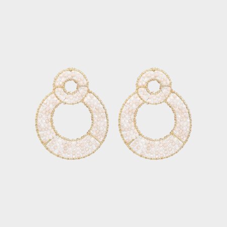 Oorbellen dubbel cirkel beige
