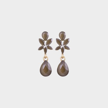 Oorbellen bloem crystal taupe
