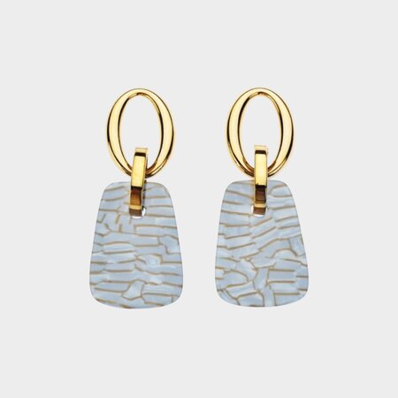 Oorbellen resin mozaïek grijs