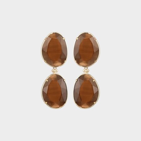 Oorbellen cat stone bruin