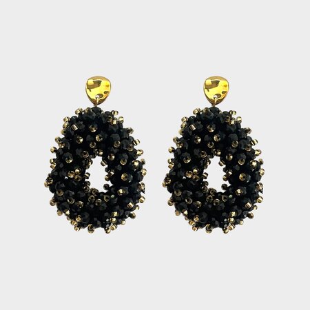 Oorbellen kraal drop zwart