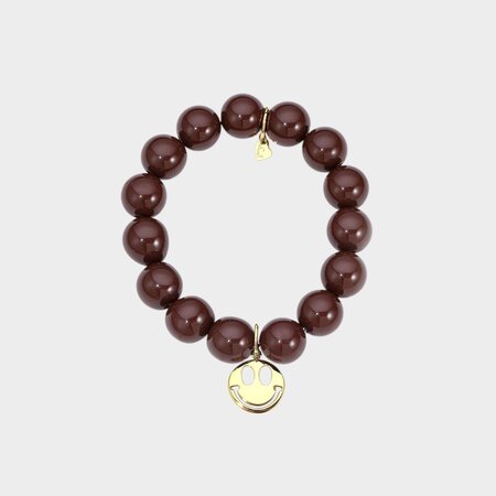 Armband smiley bol bruin