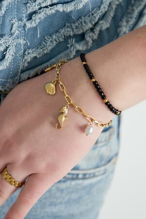 Armband steen zwart staal