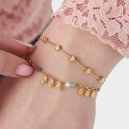 Armband goud hartjes staal