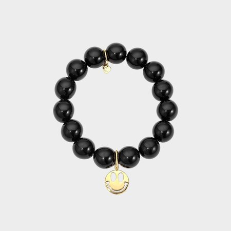 Armband smiley bol zwart