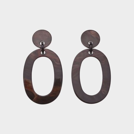 Oorbellen ovaal mêlee donkerbruin