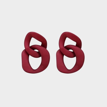 Oorbellen schakel mat bordeaux